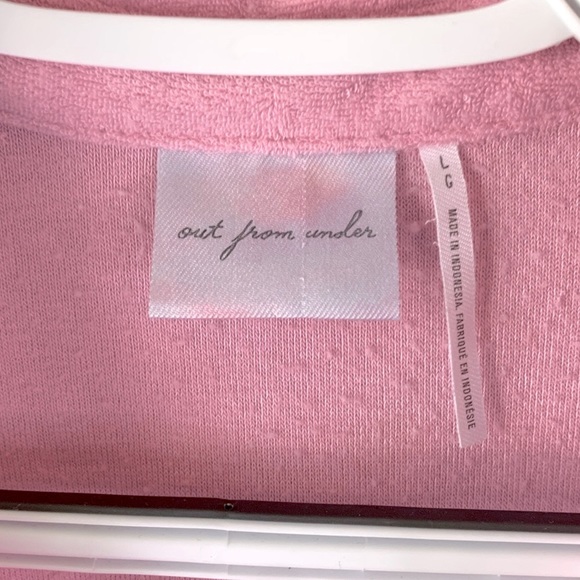 Out From Under BarbieCore Bubblegum Pink Terry Cloth Collared Crop Top Size L - Picture 3 of 3